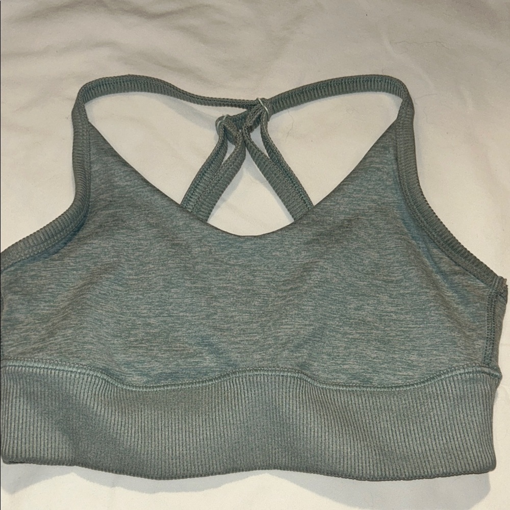 Heather Gray Sports Bra with Crossback Design
